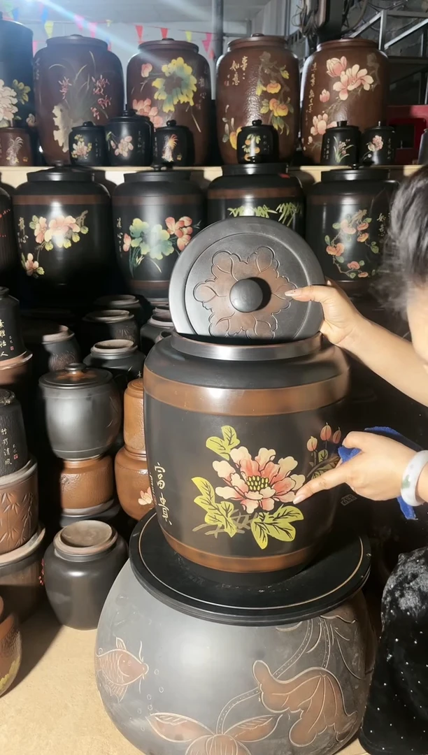 【闪购商品】壶瑕疵茶缸 后配盖 高46cm 377