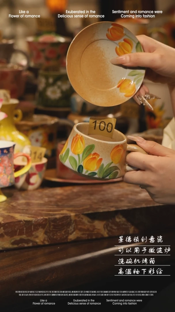 陶瓷100景德镇高温手绘釉下彩设计师款式