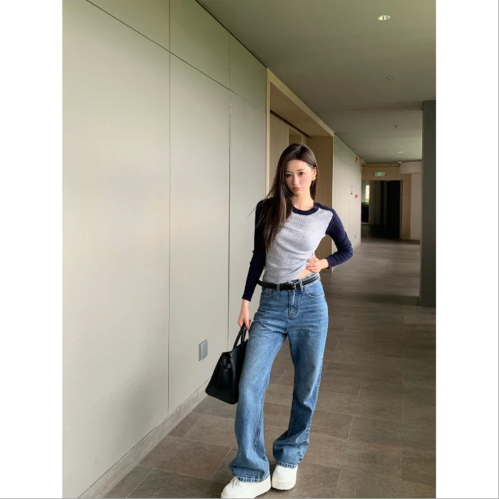 FORNI x YOYO 秒变腿精 100棉腰带显瘦牛仔裤时尚休闲百搭牛仔裤