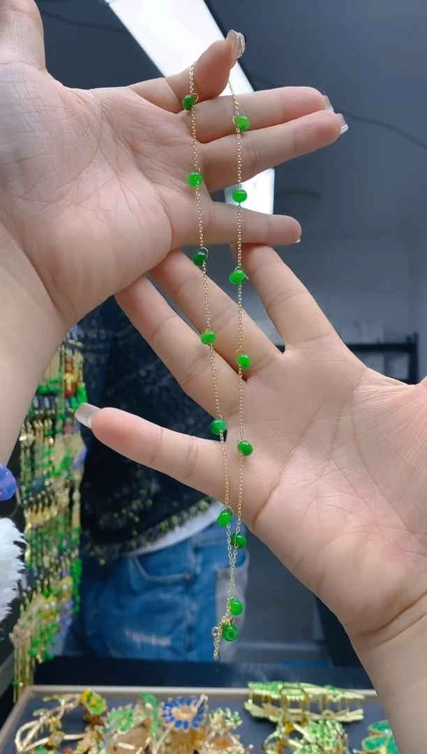 【闪购商品】翡翠耳饰合金197翡翠锁骨链