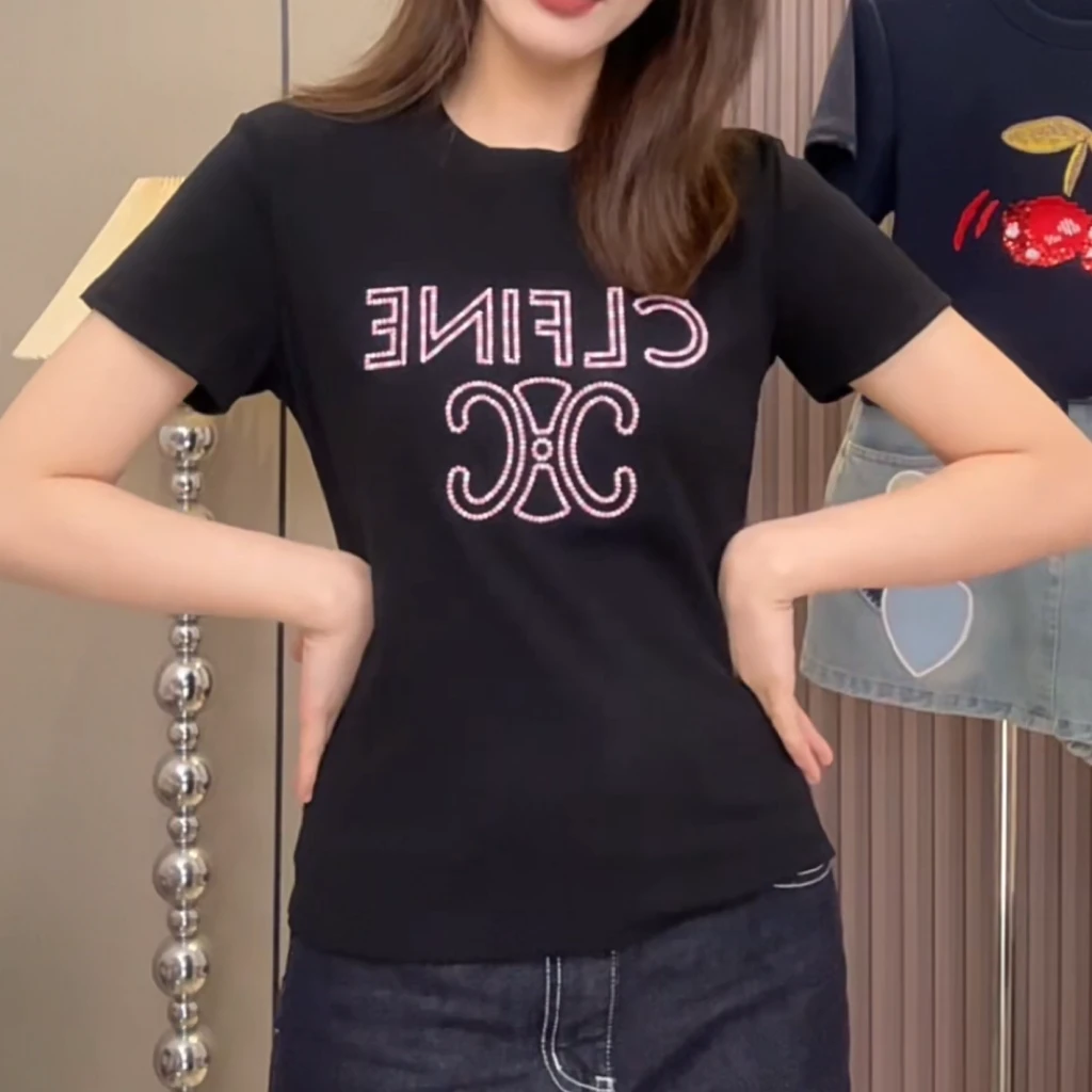 【渐变字母】2025新款时尚圆领休闲简约百搭短袖T恤