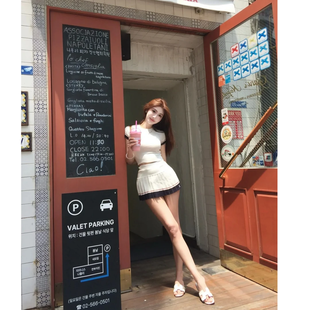 美式复古ins气质高级感针织收腰上衣配显瘦高腰休闲半身裙两件套