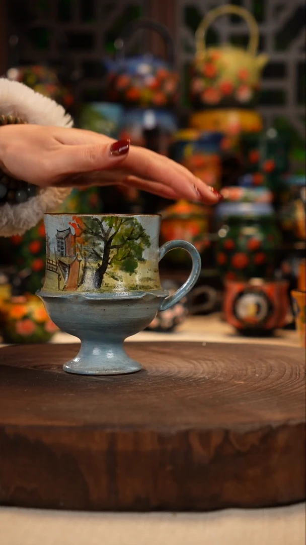 紫砂油画手绘釉下彩