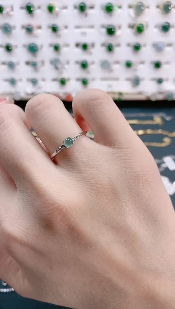 【闪购商品】翡翠戒指银S925镶嵌天然翡翠