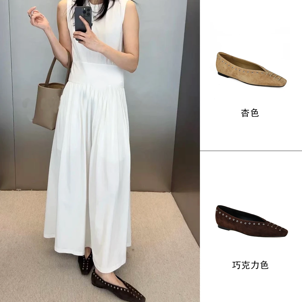 MANIKA GUAN 25秋季新款方头小众设计感单鞋老钱百搭平底MK203820