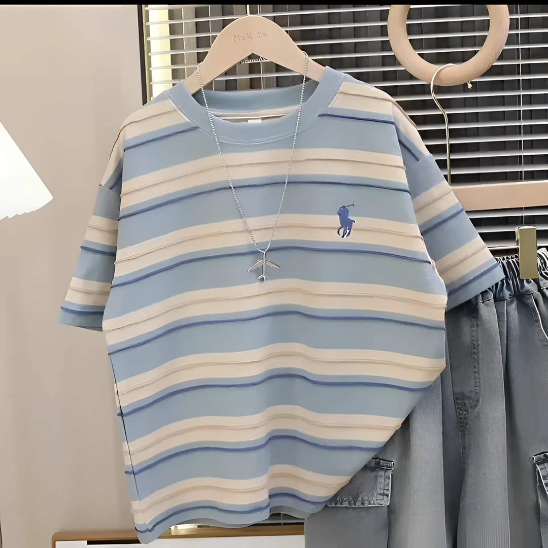 夏季儿童半袖百搭短袖T恤上衣宽松印花中大童polo衫【断码清仓】