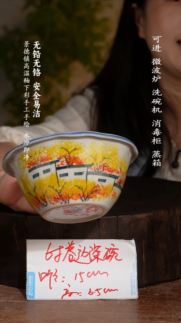 碗陶瓷景德镇高温瓷釉下彩手绘陶瓷