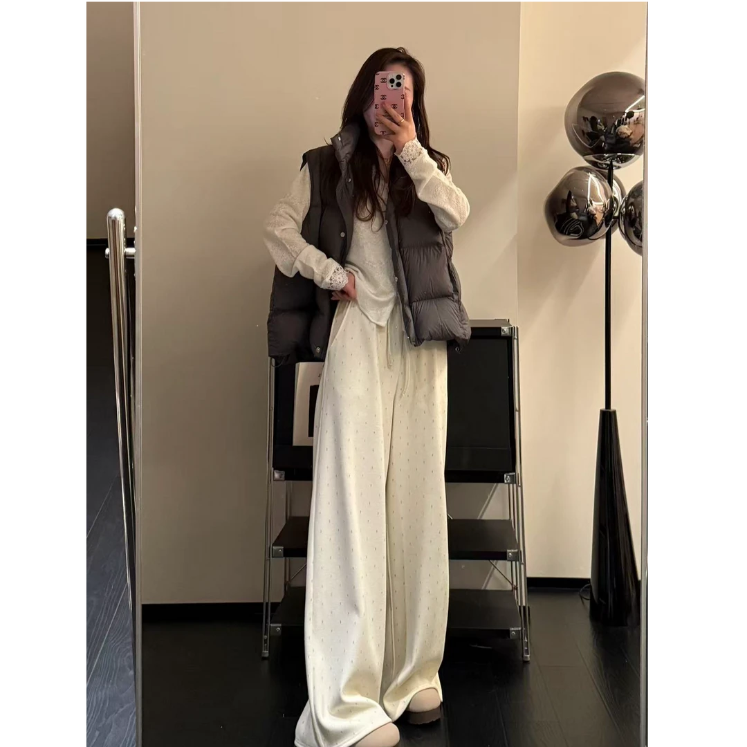 MMAN【纯欲风】冬季新款时尚百搭温柔风金色点点慵懒爆款裤子