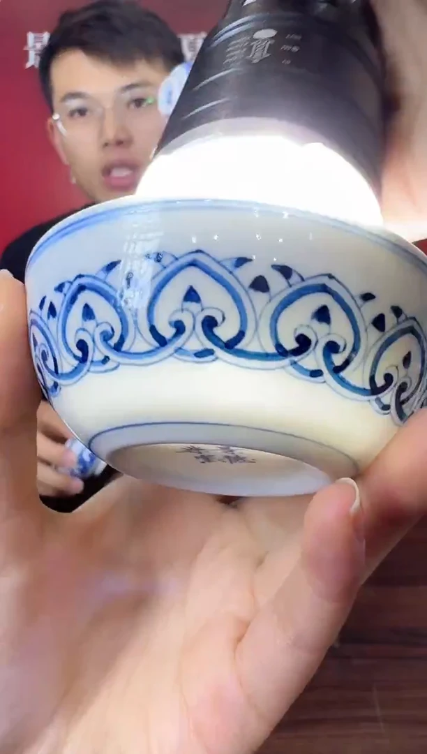 瓷001函夏非遗青花宝箱纹饰普洱杯