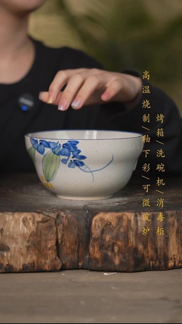 碗景德镇高温釉下彩可微波烤箱洗碗机