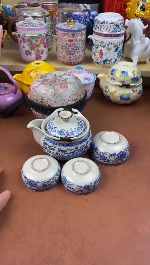 陶瓷茶具摆件旅行套组