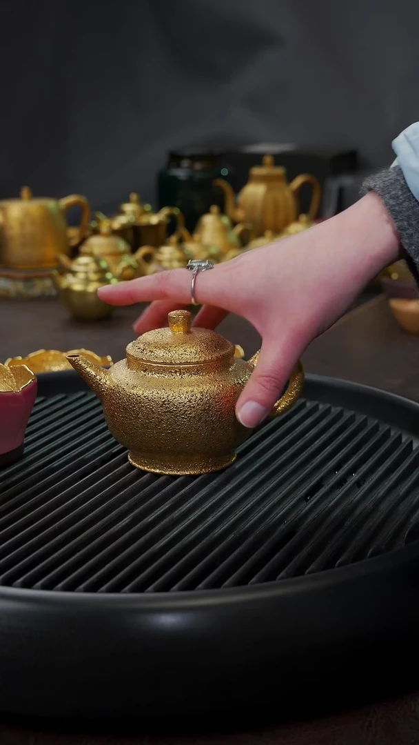 【闪购商品】杯【宜景窑紫砂鎏金系列】壶