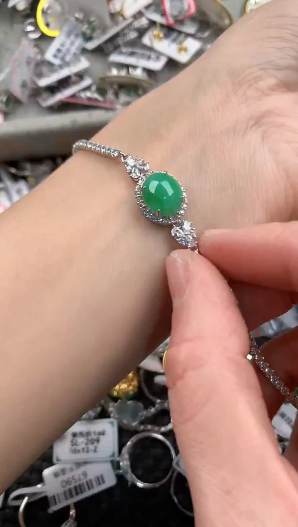 银S925镶嵌戒指翡翠44444   4