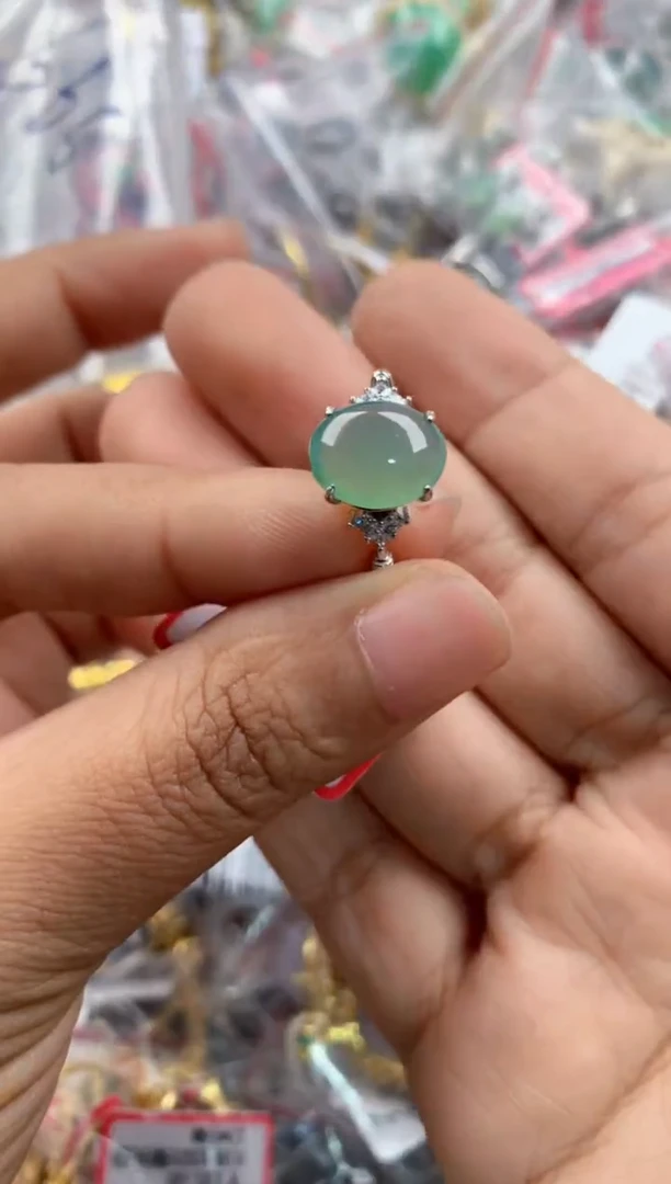 银S925镶嵌戒指翡翠1111-----6