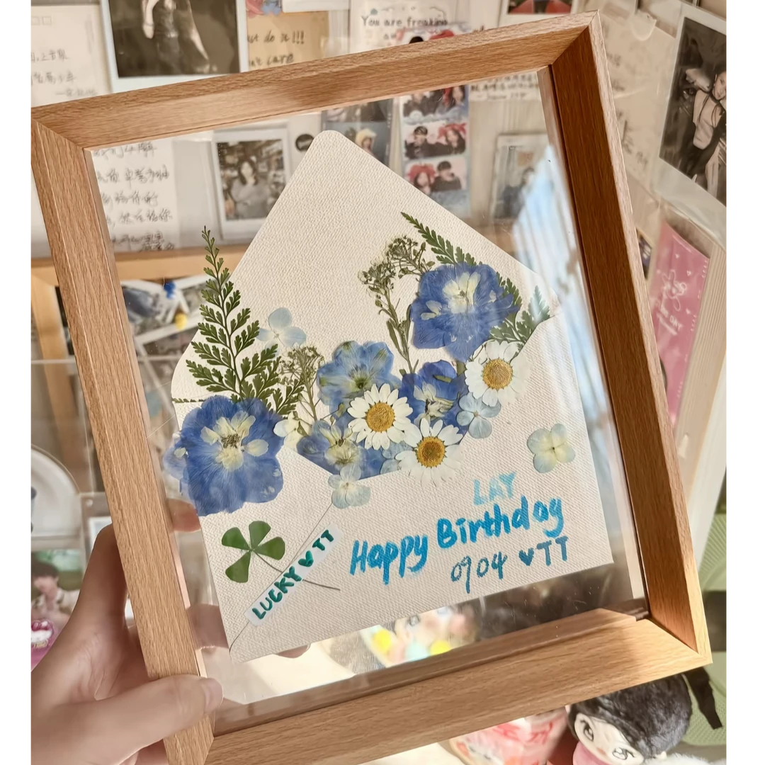 【低价】春日来信DIY相框信封干花材料包七夕手工生日礼物送朋友