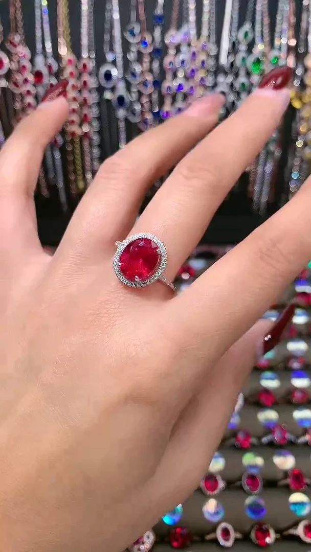 【闪购商品】红宝石戒指银S925镶嵌银色