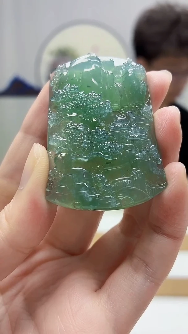 未镶嵌定制翡翠4688zm-毛货挂件山水47