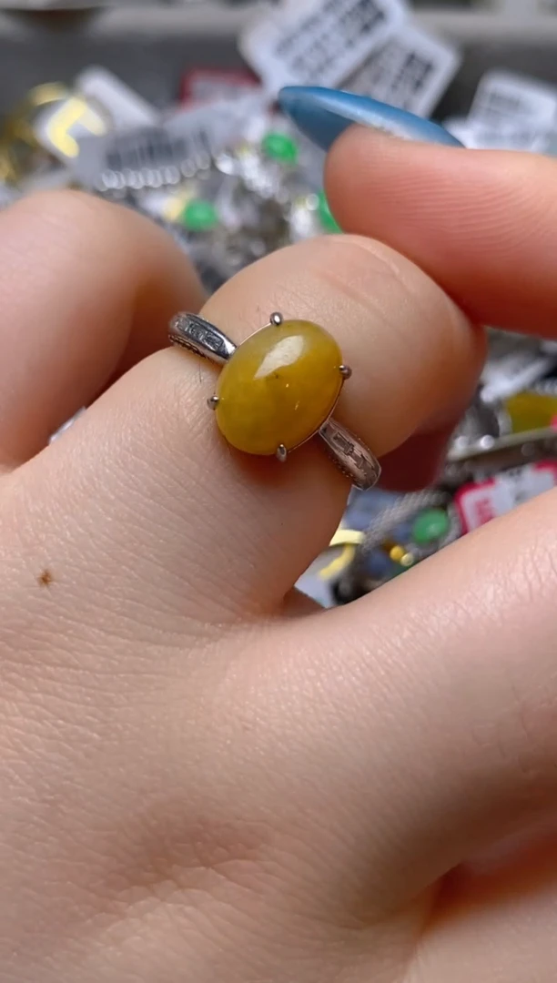 银S925镶嵌戒指翡翠百内无证书