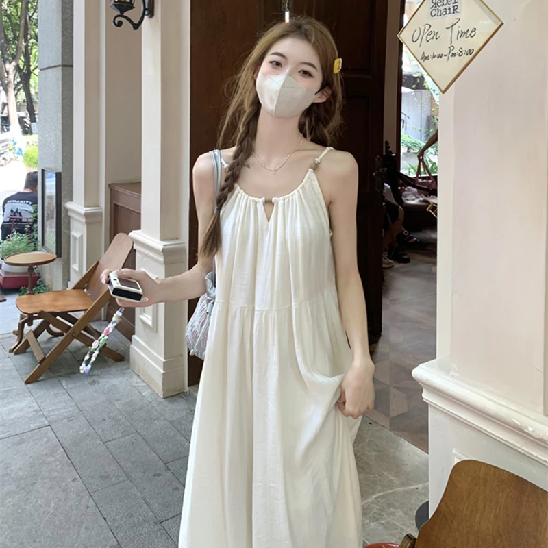 仙女裙沙滩度假风连衣裙夏季气质法式别致小众设计感吊带长裙显瘦