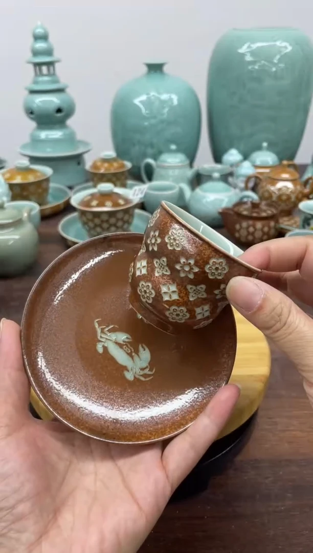 特价青瓷 慧语瓷坊 一杯一垫