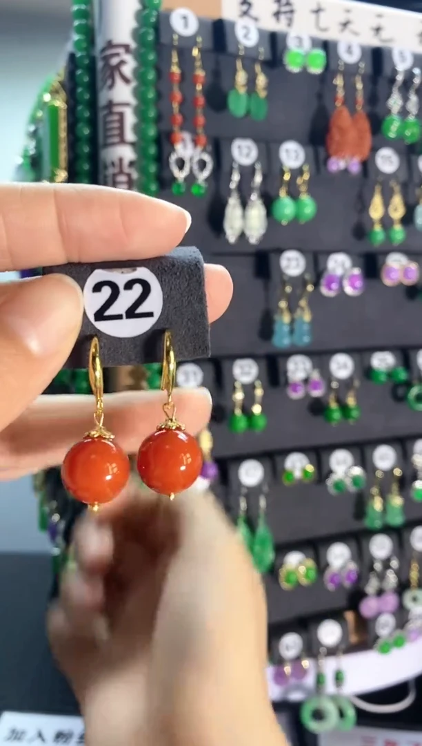 翡翠银S925镶嵌耳饰22....
