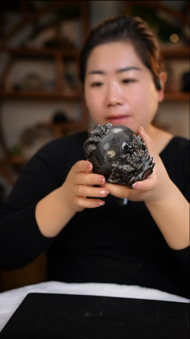 未镶嵌黑曜岩摆件银曜石大龙龟多样性发其一