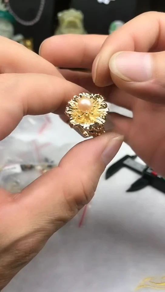 钛钢戒指淡水珍珠戒指