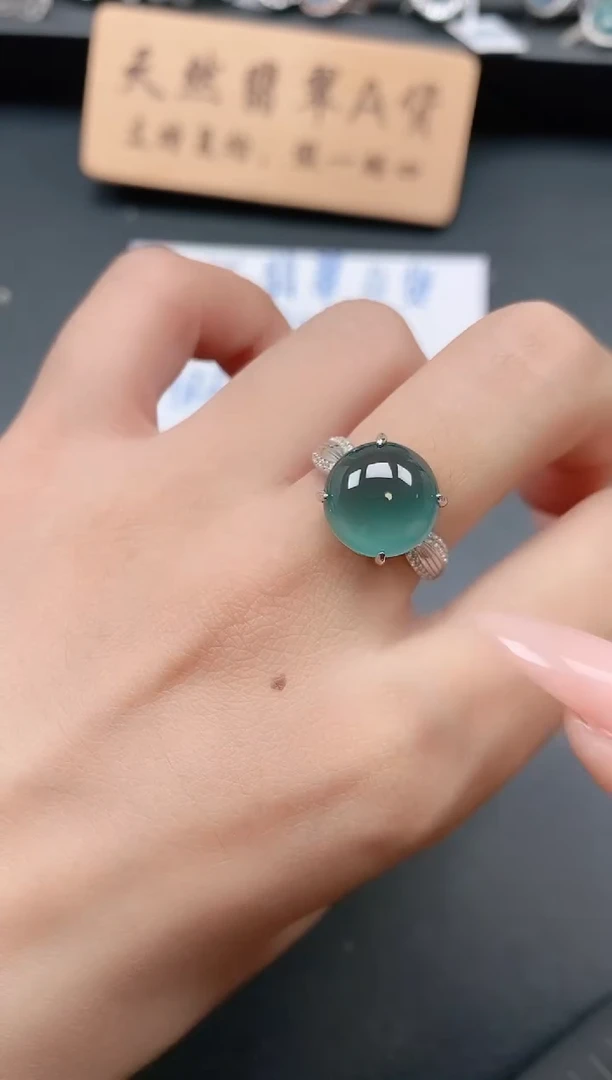 银S925镶嵌戒指翡翠111