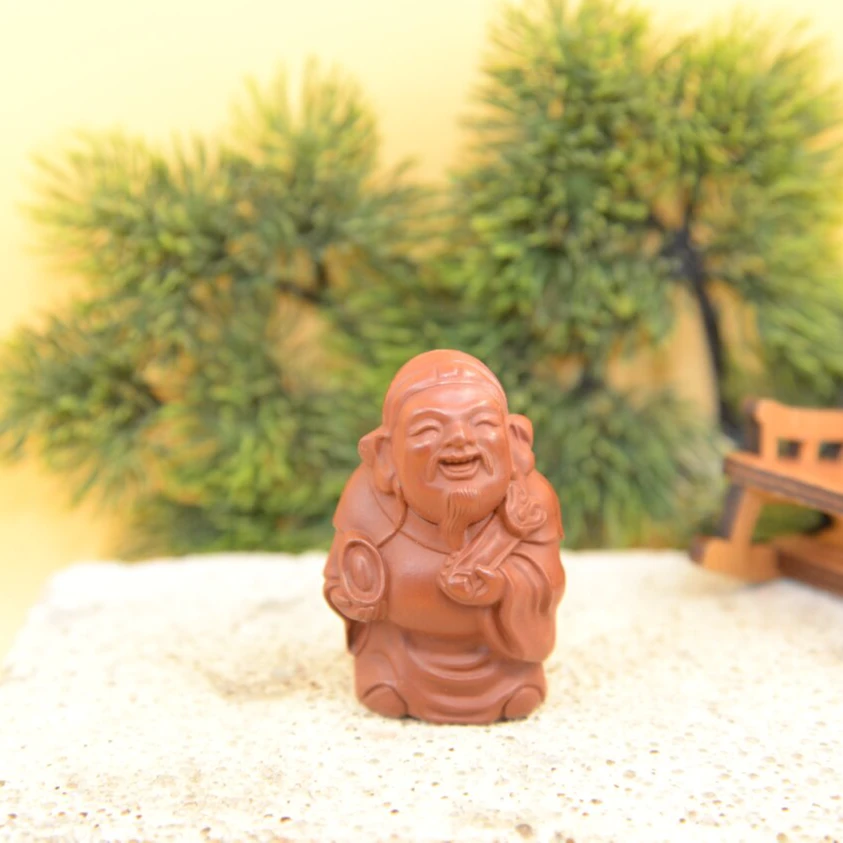 牖见斋财神老爷爷紫砂茶宠正宗摆件茶桌饰品山西乡宁紫砂工艺品