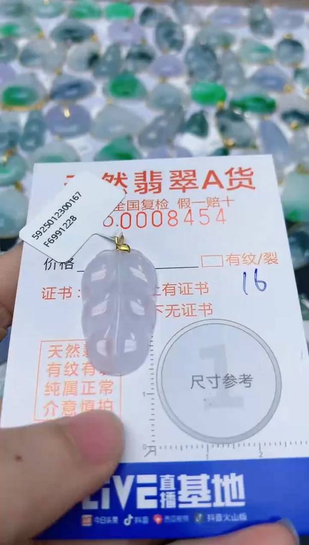 【闪购商品】翡翠颈饰18K金镶嵌天然翡翠A货    16