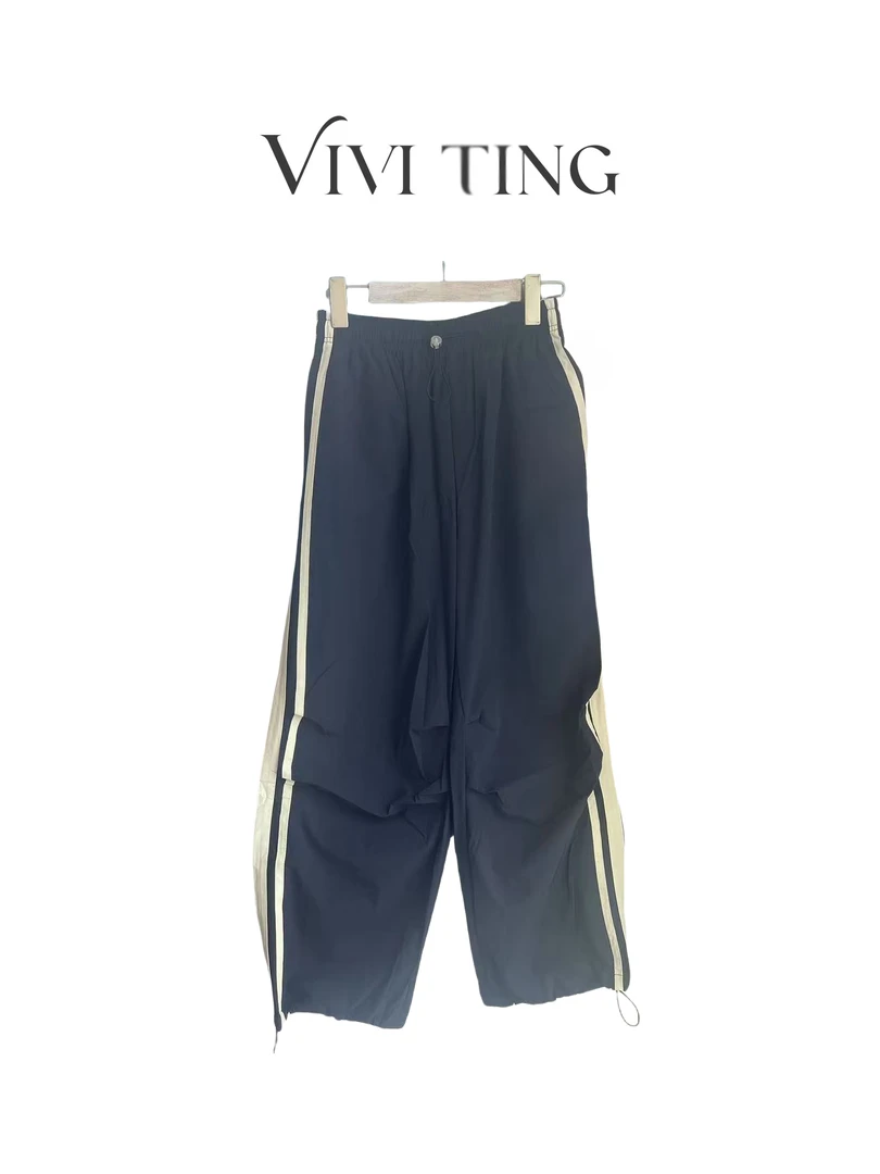 【VIVI·TING】婷姐推荐新款侧条纹薄款速干工装裤抽绳束脚裤s582