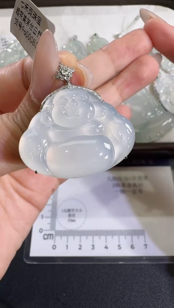 吊坠(不含链)18K金镶嵌翡翠【源头工厂】钻石镶嵌
