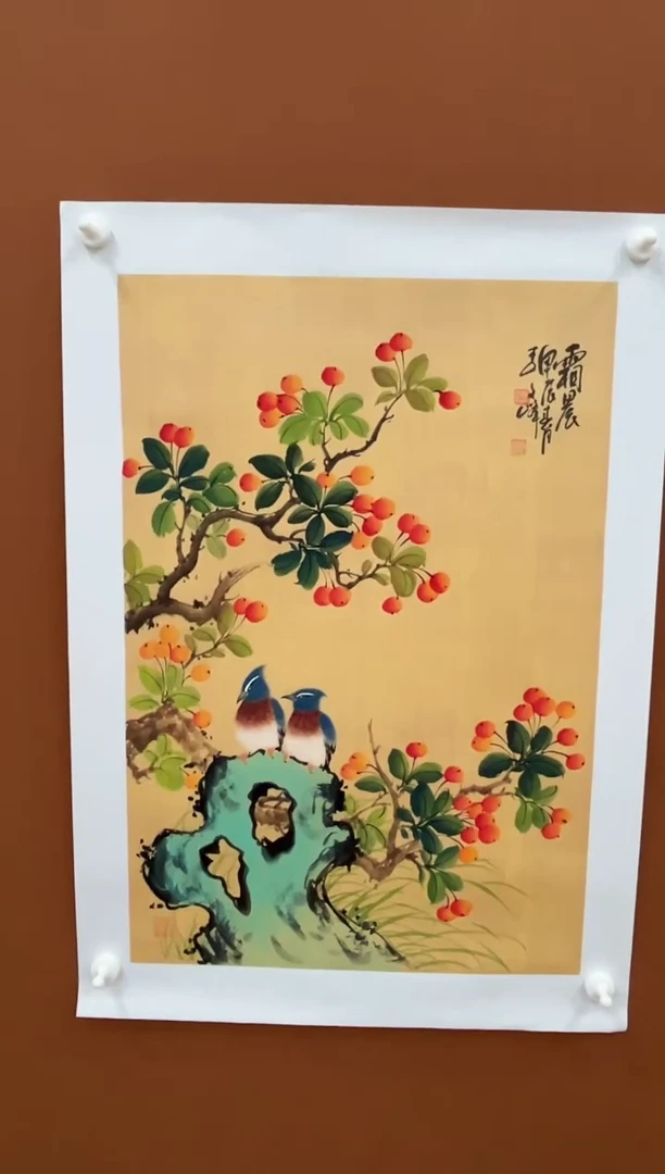 国画李文峰四尺三开工笔花鸟