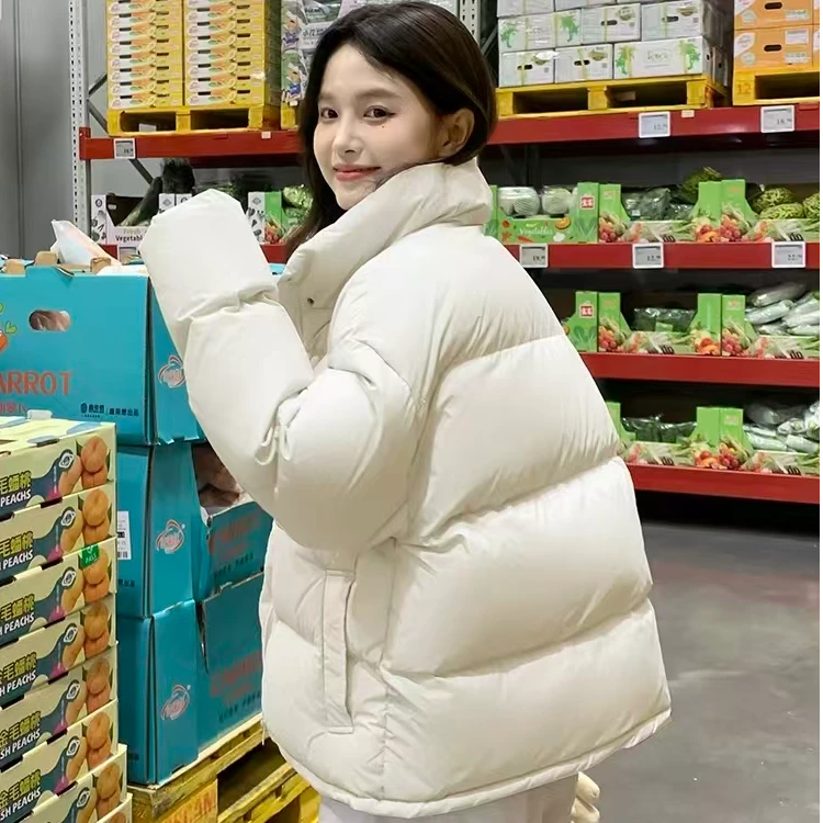 纯色立领短款保暖立领拉链韩版冬季宽松度假风休闲百搭情侣加厚