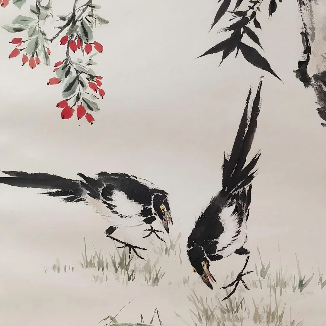 【辽拍】V250709-2-474《花鸟》（2.9平尺)  纸本镜片  yy1