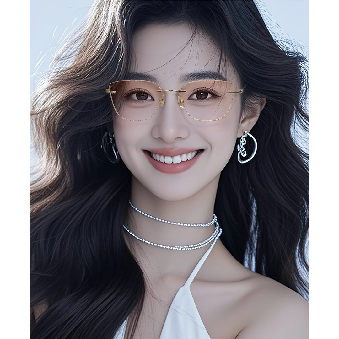 H1939无框钻石切边闪粉工艺高端气质显脸小防蓝光可配度数女