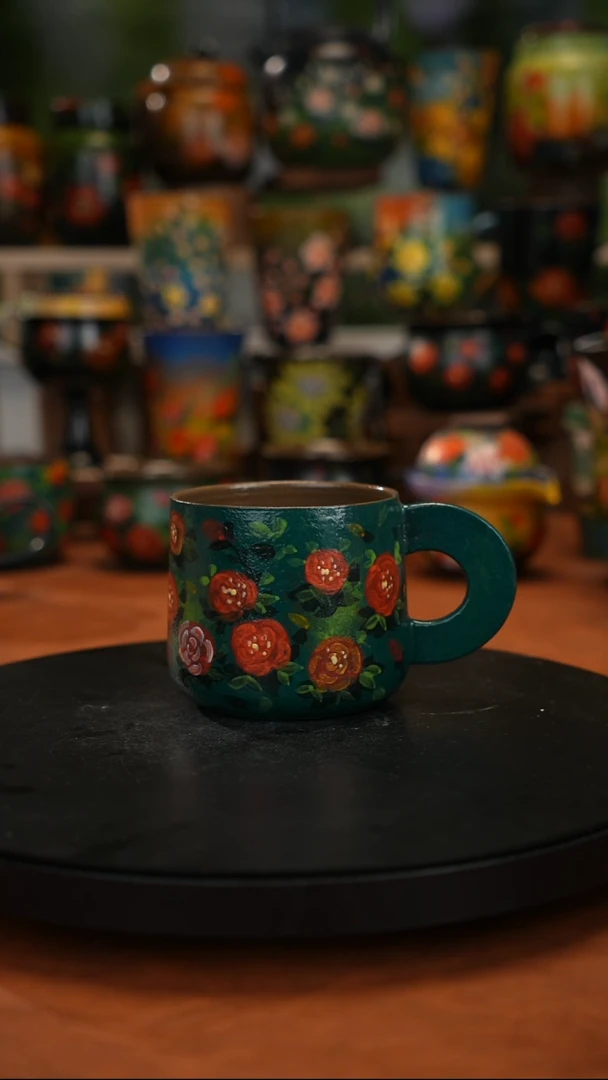 紫砂油画釉下彩手绘