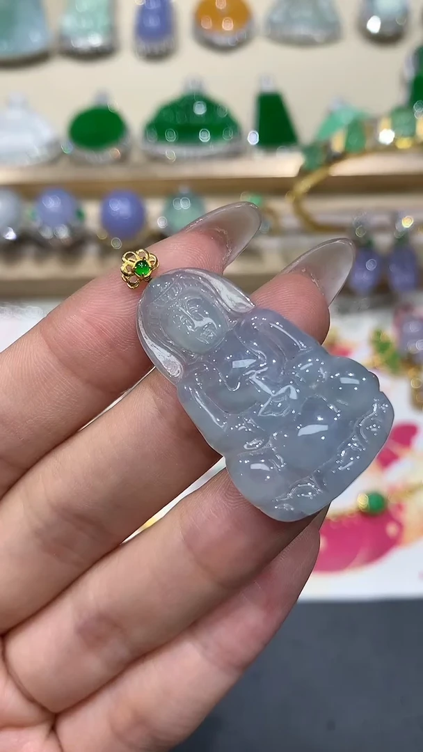 【闪购商品】翡翠吊坠(不含链)18K金镶嵌2团购