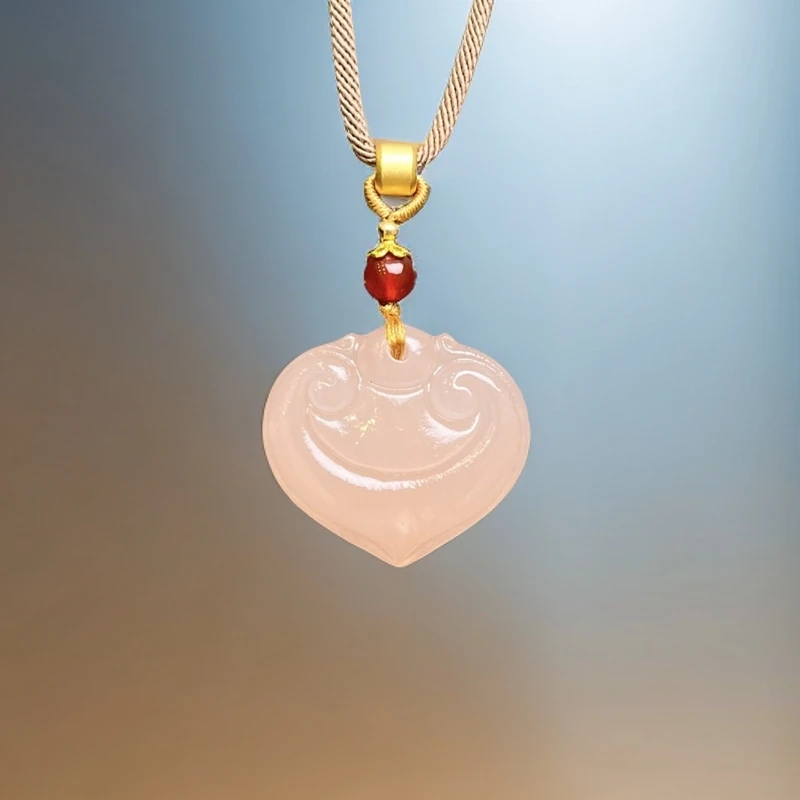 厚桩粉色爱心吊坠(赠绳) H02-12