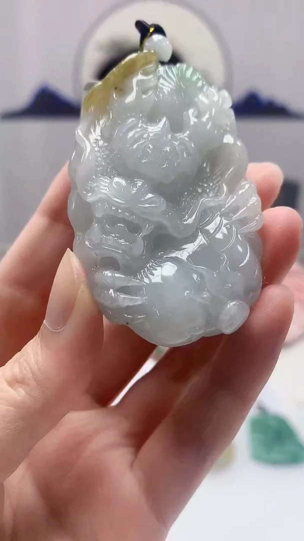 【闪购商品】定制翡翠未镶嵌4852zm-毛货挂件70龙牌