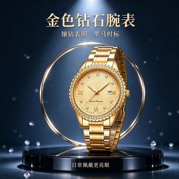 卡珺情侣棱格手表经典气质时尚