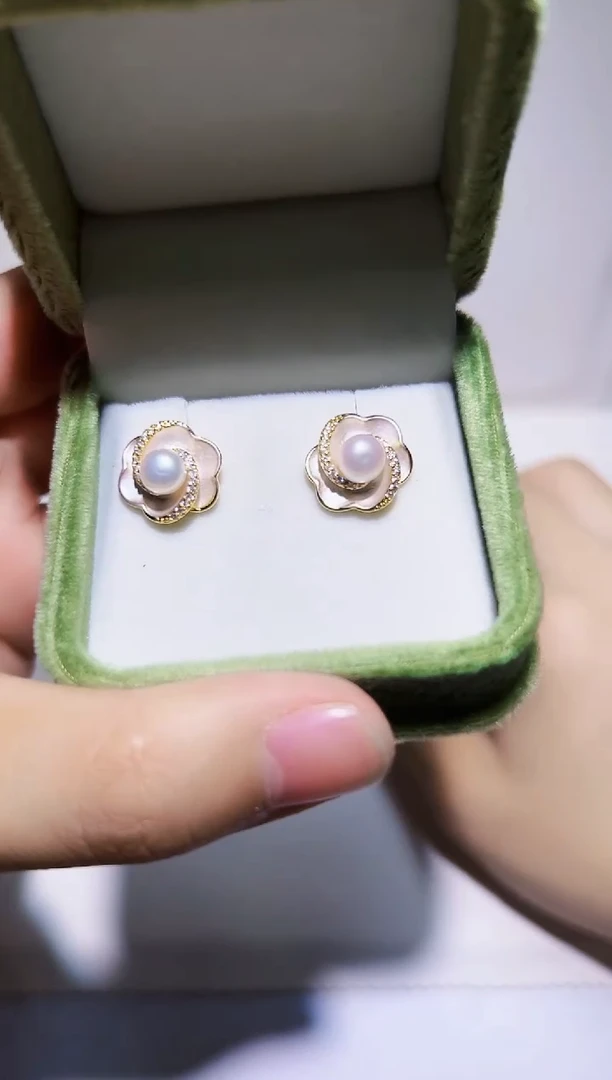 合金淡水珍珠耳饰耳饰711