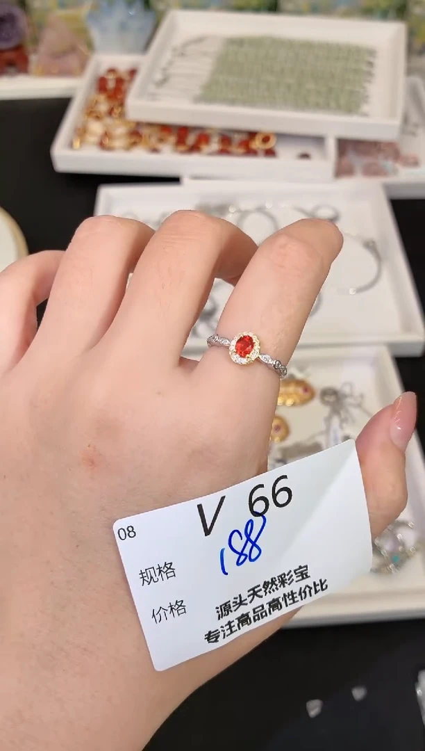 戒指蓝宝石银S925镶嵌多样性发一V66