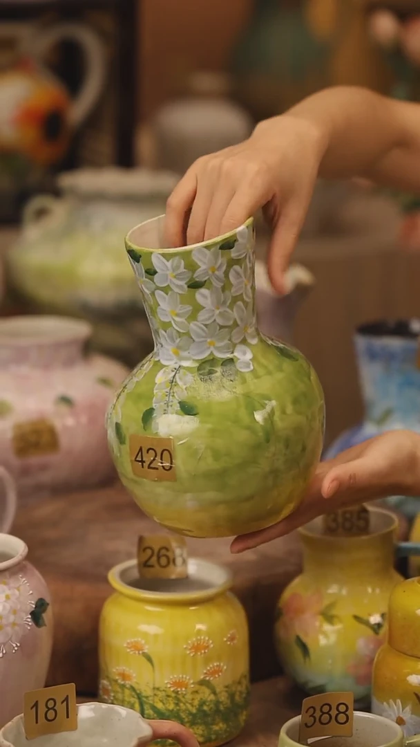 陶瓷420景德镇设计师手作花器摆件侘寂风