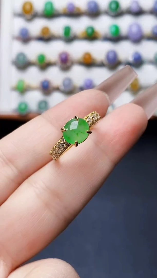 银S925镶嵌戒指翡翠0436