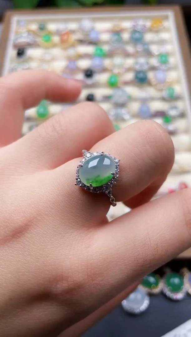 银S925镶嵌戒指翡翠118