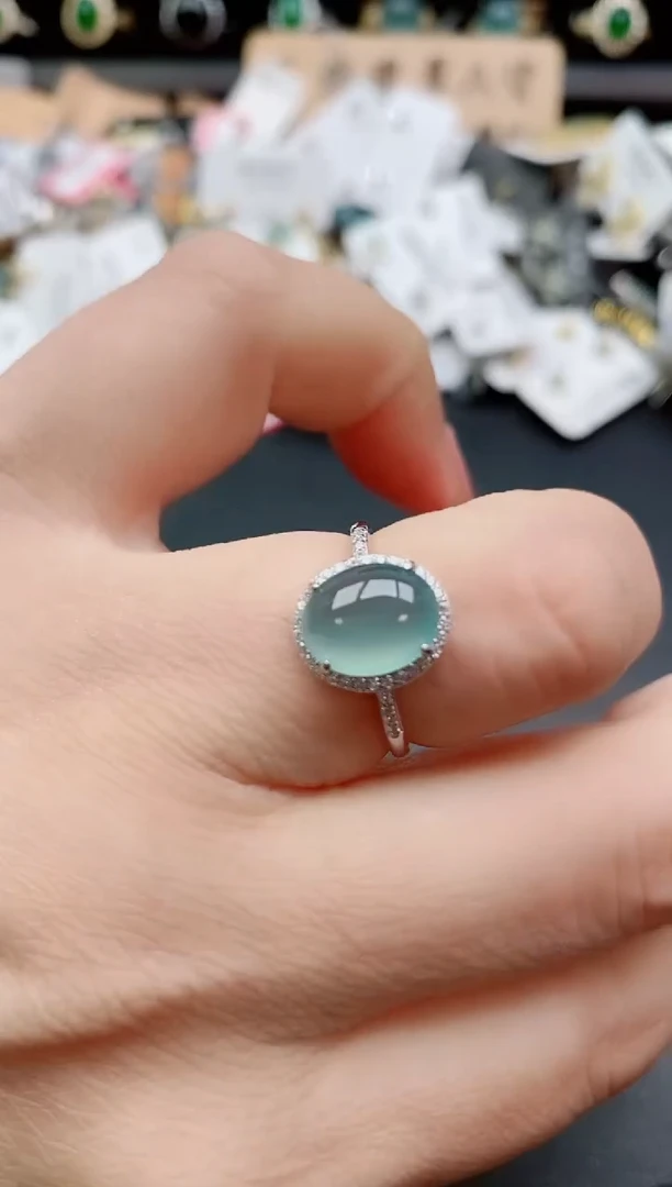 银S925镶嵌戒指翡翠1