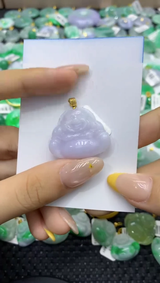 颈饰18K金镶嵌翡翠天然缅甸翡翠A货