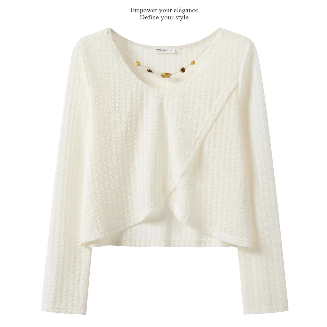 羊城故事-波西米亚风针织衫上衣夏日百搭短款不规则T恤Y50449728