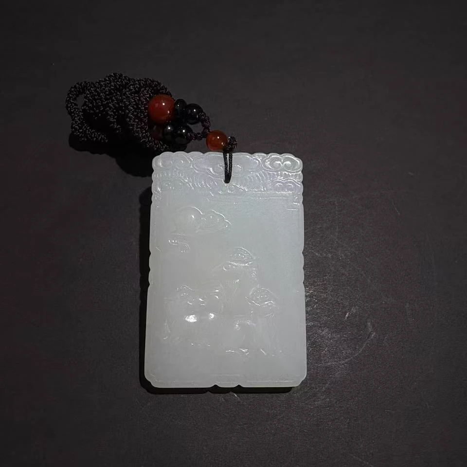 L8001和田白玉三羊开泰白玉牌男女款高档正品